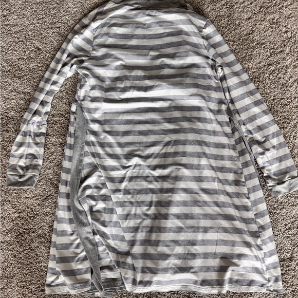 Maternity Nursing Nightgown with Striped Robe – Post Partum Sleepwear Set Medium - Picture 4 of 15